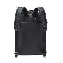 2023 New Men's Large Capacity PU Leather Backpack Waterproof Straddle Travel Computer Bag with USB Portability