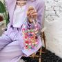 Wholesale Summer Individuality Colorful Acrylic Hollow-out Heart Beaded Lady Mini Tote Sling Satchel Handbag Clutch Bag Purse