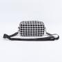 Keymay Personalized Chenille Varsity Letter Patches Cherecked Plaid Cute Pouch Cosmetic Itemes Makeup Bag Zipper Tweed Bag