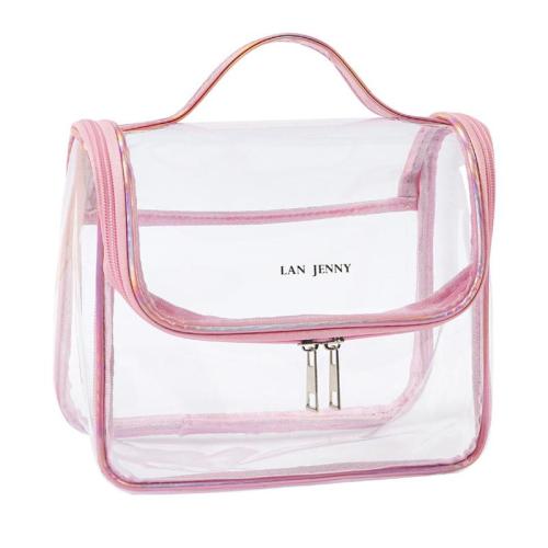 HR030 Female Transparent Makeup Bag PVC Large Portable Cosmetic Container Box Colorful Makeup Clear Cosmetics Travel Wash Bag