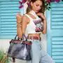 Ladysky Super product fashion tote bag for women super personalized metal letter handbag playful ladies shoulder jeans bag belt