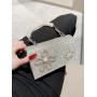 New Evening Bag Sparkling Diamond Bow Small Square Crossbody Bag Pearl String Handbag Dress Clutch Bag