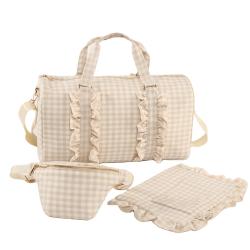 Hot Products Custom Personalized Outdoor Sports Gingham Foldable Travel Bag Pink Duffle Bag Gym Bag