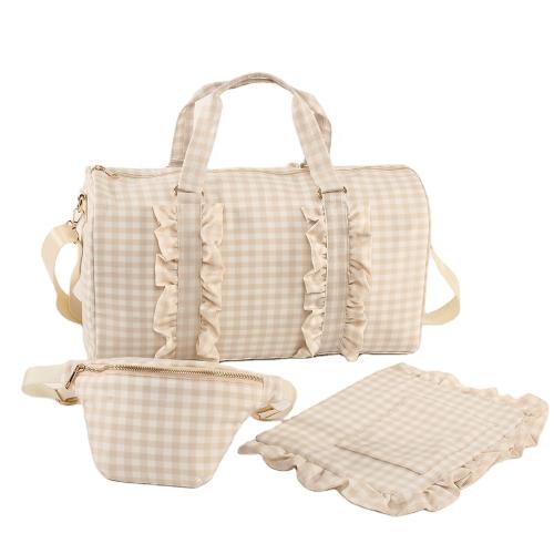 Hot Products Custom Personalized Outdoor Sports Gingham Foldable Travel Bag Pink Duffle Bag Gym Bag