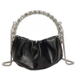 HR614 Women's Dinner Bag Pleated Cloud Diamond Handbag Fashion Wedding Chain Shoulder Party Rhinestone Shiny Evening Clutch Bag