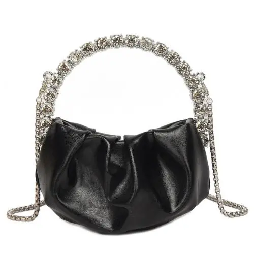 HR614 Women's Dinner Bag Pleated Cloud Diamond Handbag Fashion Wedding Chain Shoulder Party Rhinestone Shiny Evening Clutch Bag