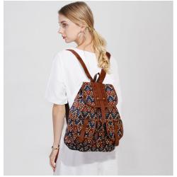 ZR578 New Women's Bag Backpack Girl Retro Pleasure Canvas Stripe Schoolbag Female Versatile Drawstring High Quality Travel Bag