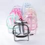 Keymay Multi Colors Custom 8 Colors Heavy Duty TPU Stadium Transparent Laptop Bag with Pockets Fashion Clear Backpack School Bag