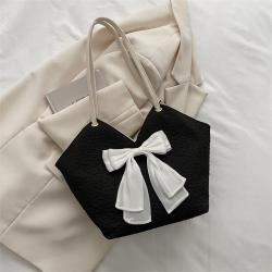 Korean Style 2024 Newest Women Bags Bowknot Ladies Tote Bags Large Capacity Canvas Shoulder Bags For Girls  Cutey