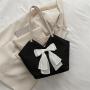 Korean Style 2024 Newest Women Bags Bowknot Ladies Tote Bags Large Capacity Canvas Shoulder Bags For Girls  Cutey