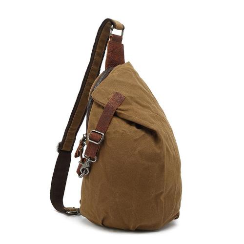 factory direct sale oil wax canvas chest bag new arrival men's chest sling bag travel crossbody top layer cowhide chest bag