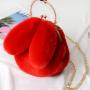Plush Bag Female Oblique Cross Korean Version Lovely Portable Plush Bag Autumn Winter New Rabbit Ear Clip Mouth Bag