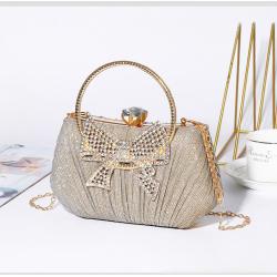 New arrival diamond inlaid banquet evening dress bag champagne hand bags chain crossbody bowknot evening bag 2024 handbags
