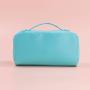 Custom Letter Patch Cosmetic Bag Portable PU Leather Waterproof Toiletry Pouch Travel Make up Bag