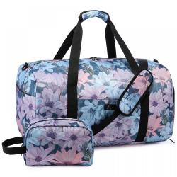 2021 2pcs waterproof Weekender Bags for Women Gym Travel Tote Bag with Shoe Compartment Large Floral Carry on Travel Duffel Bags