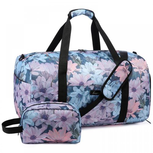 2021 2pcs waterproof Weekender Bags for Women Gym Travel Tote Bag with Shoe Compartment Large Floral Carry on Travel Duffel Bags