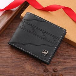 Men's wallet, short style money clip for men, simple and fashionable, multi-card slot plain horizontal spliced leather wallet