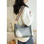 Durable Vegan Leather Bags Women Handbags Ladies Shoulder Sling Cross Body Bag With Wide Canvas Strap Women Handbag Wholesale