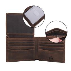 Premium crazy horse leather purse compact custom rfid genuine cowhide leather designer mens travel wallet
