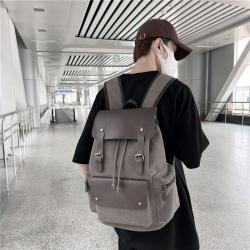 ZWY214 New Canvas Men Drawstring Flap School Bag Daily Vintage Laptop Shoulder Bag Outdoor Travel Student Business Backpack
