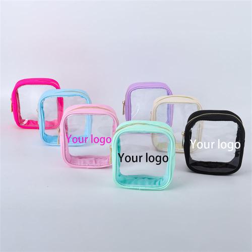 Keymay RTS Stock 7 Colors S M L XL Custom Logo Waterproof Pvc Clear Makeup Bag Transparent Lipstick Pouch Small Cosmetic Bag