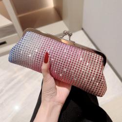 factory price Luxury Hand pink gradient  Diamond Evening Bag Clutch bag Women'S Wedding crystal purse bags sac tendance 2024