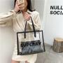 Fashion Large Capacity Transparent Mother Bag Shoulder Tote Bag Female Alphabet PVC Beach Bag