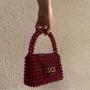 Customizable Designer 2024 New Korea Handmade Acrylic Red Transparent Beaded Bag Luxury Women Handbags Ladies
