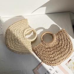 Bolsos New Fashion Draw String Handbag Straw Crossbody Bag Wholesale Pure Color Ladies Bag