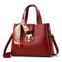 Silk Scarves Shoulder Crossbody Pure Color Fashion Lady Bag Large Capacity Pu Women Shoulder Bag
