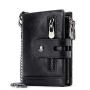 OEM280 Cowhide Genuine Leather Men Wallet Coin Purse Small Mini Card Holder Vintage Hasp Men Wallets RFID Blocking Slim Wallet