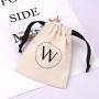 Custom Logo Printed Small Cotton Canvas Cosmetic Gift Packaging Bag Natural Drawstring Dust Jewelry Pouch