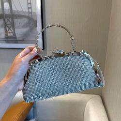 Bolsos New Fashion Ladies Bag Pure Color Diamond Encrusted Handbag Metal Dinner Cross-body Bag for Women