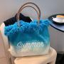 Fashion Contrast Color Handbag Tote Bag Large Capacity Woven Para Mujeres Bolso Bolsas Embroidered Canvas Women Handbags