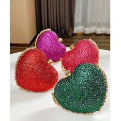 New Rhinestone Clutch Bags Luxury Handbags Heart Shaped Shiny Banquet Party Clutch Bag Evening Bags