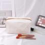 Custom Logo Printed Large Space Canvas Zipper Eye-shadow Cosmetic Brush Storage Bag Cotton Makeup Pouch