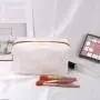 Custom Logo Printed Large Space Canvas Zipper Eye-shadow Cosmetic Brush Storage Bag Cotton Makeup Pouch