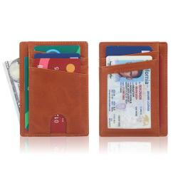 Factory wholesale slim card holder wallet genuine leather credit card holder rfid men card holder
