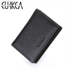 CUIKCA Fashion Women Men Wallets Slim Wallet Genuine Leather Cowhide Zipper Wallet Card Holder