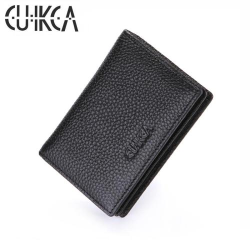 CUIKCA Fashion Women Men Wallets Slim Wallet Genuine Leather Cowhide Zipper Wallet Card Holder