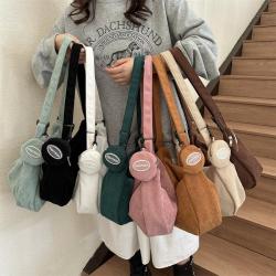 New Dumpling Bag Corduroy Retro Messenger Bag Japanese And Korean Minimalist Style Shoulder Bag for Women