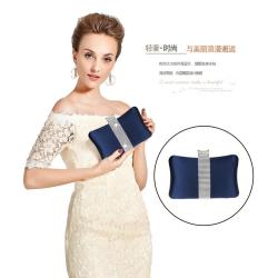 High Quality Blue Satin Square shiny Crystal Clutch Bag High Quality Diamond Sequins Dinner Banquet Party Clutch Bag 2024