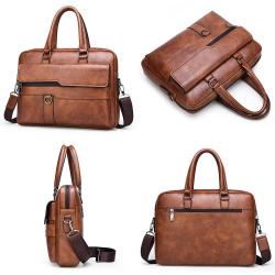 KBW100 New Business Leisure Bag PU High Quality Horizontal Briefcase Shoulder Crossbody Large Capacity Travel Men Handbags