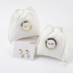 Reusable Luxury Microfiber Suede Drawstring Dust Jewelry Packing Perfume Bag Gold Stamping Small Cosmetic Bag