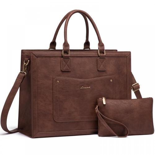 LOVEVOOK OEM 15.6 inch Laptop Tote Bag for Women Handbags Vintage Computer Work Bags Leather Briefcase Office Ladies Bag Purse