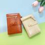 HR511 Women's Short Card Bag Solid Color Sewing Thread Coin Holder Credit Business Card Holder Buckle Zipper One Piece Purse