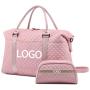 Custom 2PCS/SET Travel Overnight Weekender Bag with Toiletry Bag Carry On Sports Tote Gym Duffel Bag for Women