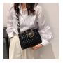 Diamond Lattice Thread Bag 2021 Spring New Fashion Messenger Bag Small Square Zipper Chain Bag with Lock
