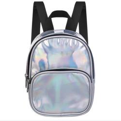 Travel College Students Backpack Daypacks Custom Laser Holographic PU Leather School Bag Bookbags