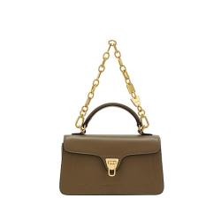 Golden Metal Chain Shoulder Bag Customized Pu Vegan Leather Women's Handbags Crossbody Bag Fashion Style
